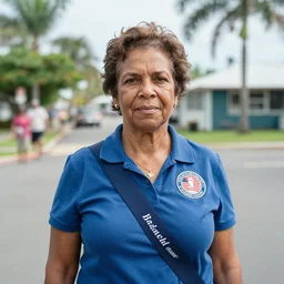 a street photography portrait photo of mrs. elizabeth tillman, liaison in united states minor outlying islands, by ms. amanda mann