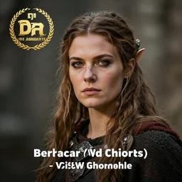 head and shoulders portrait of a barbarian, female, high fantasy, dnd, award winning photography