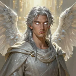 Portrait of Sean Penn, white glowing eyes, silver shaggy hair, cloak, ethereal wings, male, fantasy, extremely detailed, digital painting, artstation, concept art, smooth, sharp focus, illustration, stunning lighting, art by artgerm and greg rutkowski and alphonse mucha and simon stalenhag, realistic character concept, high fantasy, light atmosphere, golden ratio, cinematic lighting, hyperdetailed, high resolution, insanely detailed and intricate, artstation, Marc Simonetti, Greg Rutkowski, 8k