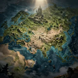 dramatic map over fantasy world