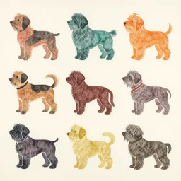 tlingit haida lithographic, havanese dog, simplified forms, multiple colors, print by tristan - wolf reg davidson clifton guthrie maynard johnny jr.