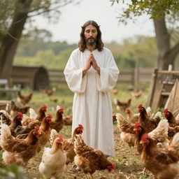 jesus preaches to the chickens