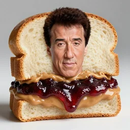 a peanut butter and jelly sandwich that looks like sylvester stallone