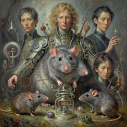 complex detailed being of rat microbiologist, futuristic, tim hildebrandt, laurie greasley, victo ngai, bruce pennington, donato giancola, trending on artstation, very intricatecinematic composition, beautiful lighting, hyper detailed, 8 k, oil on canvas