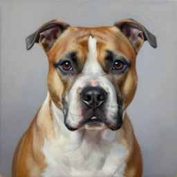 a portrait of an american staffordshire terrier, intricate, highly detailed, 8 k. palette knife oil painting on canvas by leonid afremov.