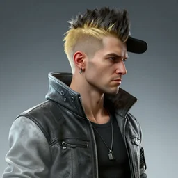 cyberpunk 2 0 7 7, johnny silverhand, male, short, dark blonde hair, faux hawk, sock cap, artstation, style of marcin blaszczak, concept by lea leonowicz, in - game hair by bill daly, blender, zbrush, marvelous designer substance, 3 d painter photoshop, photoshop, maya