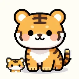 a cute tiger, 3 2 bits pixel art