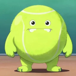 a tennis ball monster the style of akira toriyama