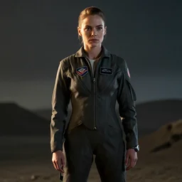 Kara Thrace aka Starbuck from Battlestar Galactica in her flight suit