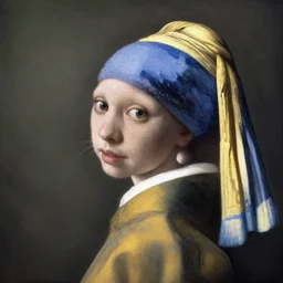 a cat portrait in the style of Vermeer