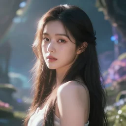 portrait of a beautiful hoyeon jung, fantasy art by, loish, rhads, ferdinand knab, global illumination, radiant light, detailed and multiversal environment