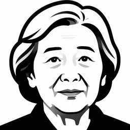 a close up monochromatic vector based illustration of a very ordinary old woman with a blank expression, no gradients, pure black ink on white background, smooth curves, vector spline curve style, award winning, stunning, trending on art station, highly detailed