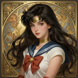 a beautiful princess, long dark hair and bangs, sailor mars aesthetic, fantasy, intricate, elegant, highly detailed, digital painting, artstation, concept art, matte, sharp focus, illustration, art by Artgerm and Greg Rutkowski and Alphonse Mucha