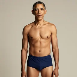 Photo of Barack Obama in swimsuit, soft studio lighting, photo taken by Martin Schoeller for Abercrombie and Fitch, award-winning photo, 24mm f/1.4