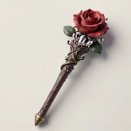 a ultra detailed matte of a wizard staff, roses, crystals, vines, by Takato Yamamoto, trending on ArtStation,