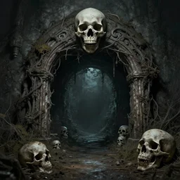 death realm portal, by brom, detailed, dark fantasy, creepy