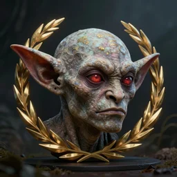 goblin head and shoulders, icon, digital art