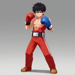 demon hero, made by Tomohiro Shimoguchi,colored ,boxing gloves,worn pants ,ArtStation, studio trigger anime,studio trigger style,CGSociety