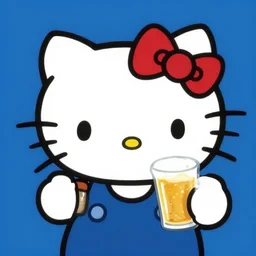 Hello Kitty drinking beer, artwork by Earl Norem,