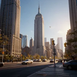 new york, volumetric light, unreal engine, 4 k, realistic