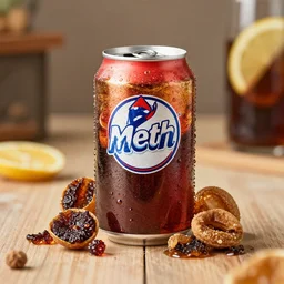 a can of soda called meth, a can of meth, high quality food photography, food photo shoot, soda advertisement