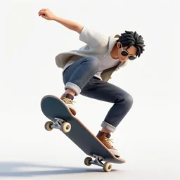 brook aka soul king from one piece, skateboarding like a pro, still, doing a handplant skateboarding trick, wearing sun glasses