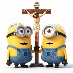 Minions at the Christ crucification