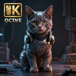 full body pose, hyperrealistic photograph of a cyberpunk kitten, dim volumetric lighting, 8 k, octane beautifully detailed render, extremely hyper detailed, intricate, epic composition, cinematic lighting, masterpiece, trending on artstation, very very detailed, stunning, hdr, smooth, sharp focus, high resolution, award, winning photo, dslr, 5 0 mm