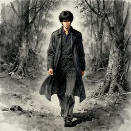 portrait, The last spark of color lays in the heart of a poet walking through a grey world, watercolor, dramatic lighting, cinematic, establishing shot, extremely high detail, foto realistic, cinematic lighting, pen and ink, intricate line drawings, by Yoshitaka Amano, Ruan Jia, Kentaro Miura, Artgerm, post processed, concept art, artstation, matte painting, style by eddie mendoza, raphael lacoste, alex ross