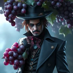 johnny depp is grape, hyper detailed, digital art, artstation, cinematic lighting, studio quality, smooth render, by peter mohrbacher, hajime sorayama, wayne barlowe, boris vallejo, aaron horkey, gaston bussiere, craig mullins