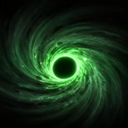 black hole glowing green