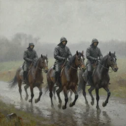stone calvary, rain, oil painting, overcast, fog