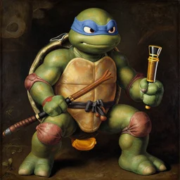 renaissance painting of a teenage mutant ninja turtle