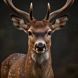 photo realistic image of anthropomorphic deer female, stunning 3 d render inspired art by istvan sandorfi and greg rutkowski, perfect facial symmetry, realistic, highly detailed attributes and atmosphere, dim volumetric cinematic lighting,