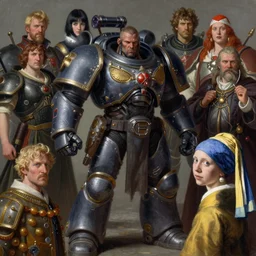 full character portrait max mad cyberpunk warhammer 4 0 k, barbarian tech priest supersoldier not the girl with the pearl earring character design, painting by gaston bussiere, katsuya terada, nc wyeth, greg rutkowski, craig mullins, vermeer, frank frazetta, mucha, tom of finland, trending on artstation, jeffery catherine jones