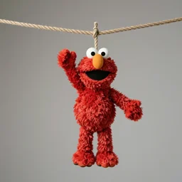 elmo hanging from a rope dead