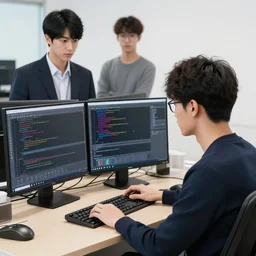 hacking, editing code, vs studio, by scott umingaby takehiko inoue and kim jung gi and hiroya oku by thomas kinkade and greg rutkowski and ilyaku trending on artstation, trending on deviantart,