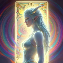 side portrait, imogen poots, evil warrior, gloomhaven, soft, smooth, luminescent, art nouveau tarot, backlit glow, colorful swirly ripples, gaudy colors, aesthetic octane render, unreal engine, 8 k, by greg rutkowski, jesper ejsing, rhads, ilya kuvshinov, cushart krenz