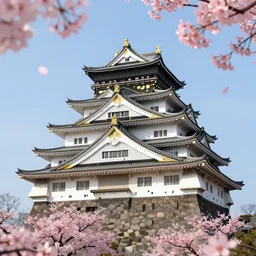 realistic japan castle + sakura, pixel art, unreal engine 5, wallpaper, 8 k, ultra detailed, realistic photo, artstation