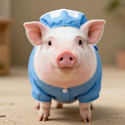 cute mini pig wearing inmate clothes