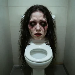 toilet with a creepy human face, 4 k