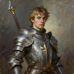 a painting of young man paladin, a character oil on canvas portrait by gerald brom and greg rutkowski, masterpiece, fantasy art, artstation hq