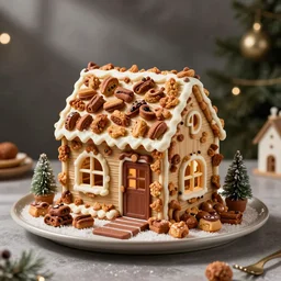 a cinnamon - toast - crunch house, party platter, arranged to look like a house, for the holidays