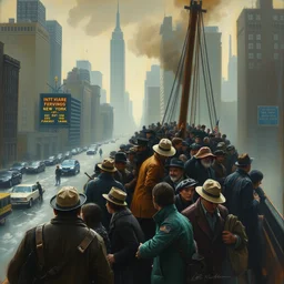 a painting of italian immigrants arriving in new york in 1 8 9 3 in new york by greg rutkowski, trending on artstation