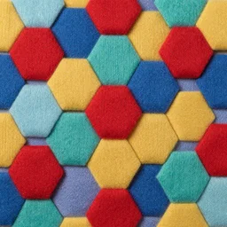 hexagon pattern made of multicolour wool, photography, 4k, detailed, high saturation