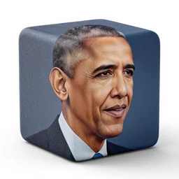 a cube with a texture of obama wrapped around the cube, 3d render, studio lighting