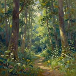 a beautiful painting of a forest in the style of thomas kinkade,