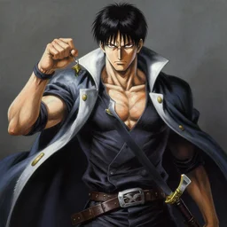 Hyper-realistic painting of Guts From Berserk painted by Mike Dargas