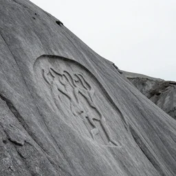 a mountain side with the face of pippi carved into the rock