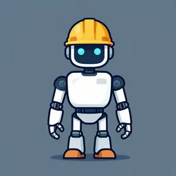 architect as robot in site with hard hat illustrations portrait logo